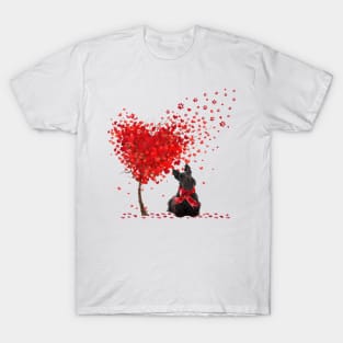 Happy Valentine's Day Heart Tree Love Scottish Terrier T-Shirt